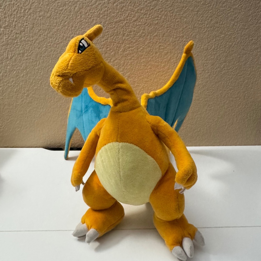 TOMY Pokemon Charizard Plush 12x14 Inch Stuffed Animal Toy Orange Blue Wings